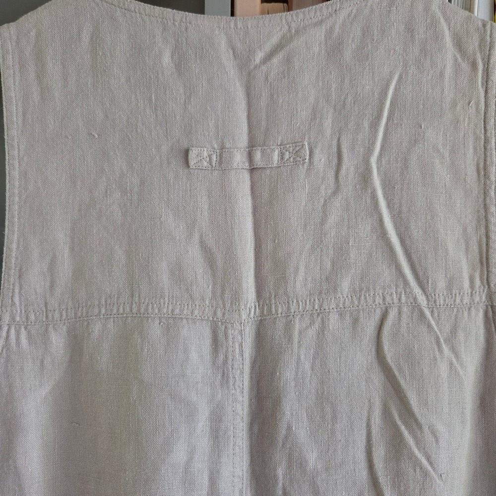 Chico's Platinum Linen Maxi Dress Oatmeal Beige Button Front Sleeveless Sz 1 Med - Picture 4 of 10